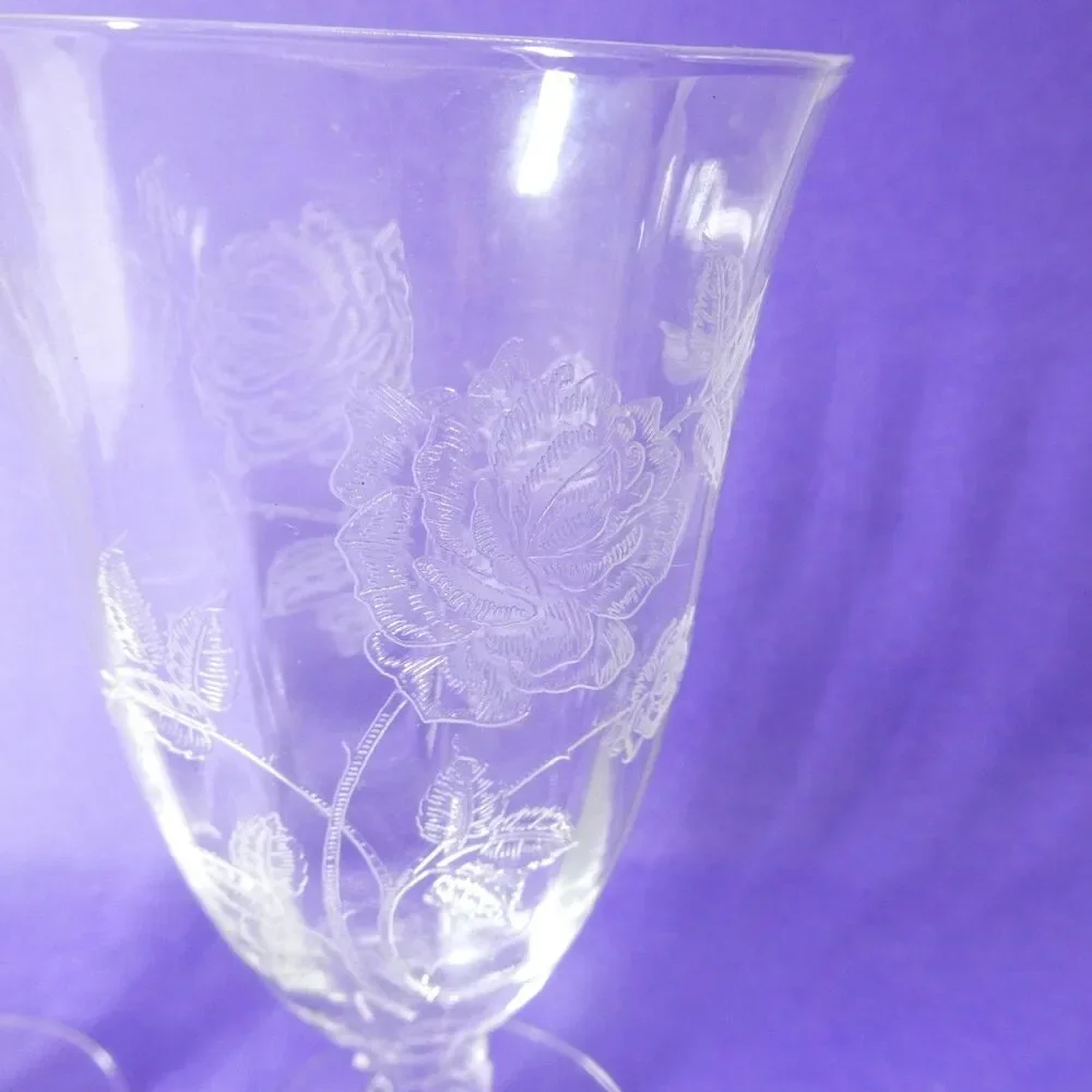 2 Heisey Rose Iced Tea Glasses Set 6 3/4